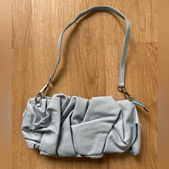 Light Blue Ruched Shoulder Bag - Women - Picture 1 of 4